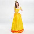 thumbnail image 4 of IDOPIP Princess Peach Dresses Adult with Crown and Gloves Women Yellow Belle Dress up Pageant Long Gown Carival Cosplay for Halloween Christmas Birthday Party Outfit XL Yellow 3PCS, 4 of 7