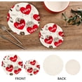 thumbnail image 3 of SKYSONIC 2 pcs Valentine Love Heart Pattern Pot Holders Trivets, Heat Resistant Trivets,Red Bows Cake Floral Cotton Thread Weave Mats for Hot Pads Pans Pot Bowl Teapot, 3 of 7