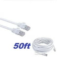 thumbnail image 3 of CableVantage 50FT 15M Cat5 CAT5e Patch Cable Cord 500mhz Rj45 Ethernet Internet Network LAN RJ45 UTP For PC PS4 Xbox Modem Router Laptop White, 3 of 3