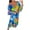 Blue, variant on AOOCHASLIY Ladies Dress Clothes Fashion Women's Summer 3/4 Sleeve Loose Elastic Waist V-Neck Print Casual Dress