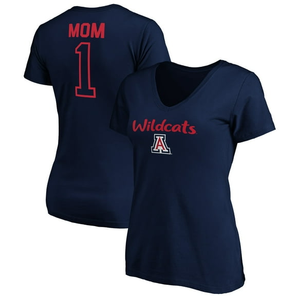 Women's Navy Arizona Wildcats #1 Mom V-Neck T-Shirt