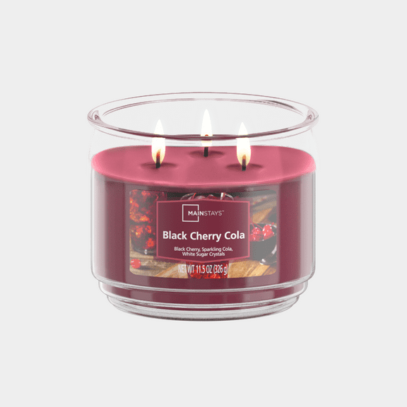 Mainstays 3-Wick Scented Glass Jar Candle, Black Cherry Cola -Wick, 11.5oz.