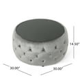 thumbnail image 4 of GDF Studio Ivy Glam Velvet Tufted Coffee Table Ottoman with Tempered Glass, Smoke, 4 of 5