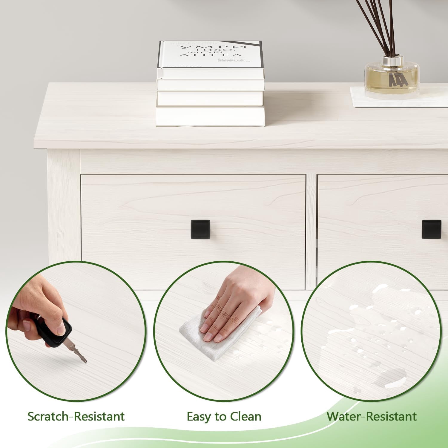 LAZZO 7-Drawer Dresser, Farmhouse Wooden Chest of Drawers for Bedroom Living Room and Hallway, White