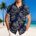 thumbnail image 2 of Stamzod Mens Button Down Shirt Short Sleeve Hawaiian Shirt Casual Summer Beach Shirts with Pocket Dark Blue S, 2 of 6