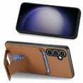 thumbnail image 2 of for Samsung Galaxy S25 Back Case, Luxury Ultra Slim Carbon Fiber Card Slot with Kickstand Shockproof Protective, Support Car Magnetic Mount Case Cover for Samsung Galaxy S25, Brown, 2 of 9