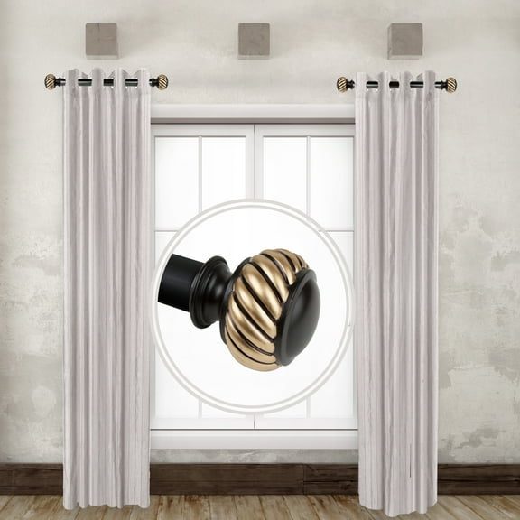 7/8 inch Noise-Canceling Curtain Rings w/clips (Set of 10) - Black