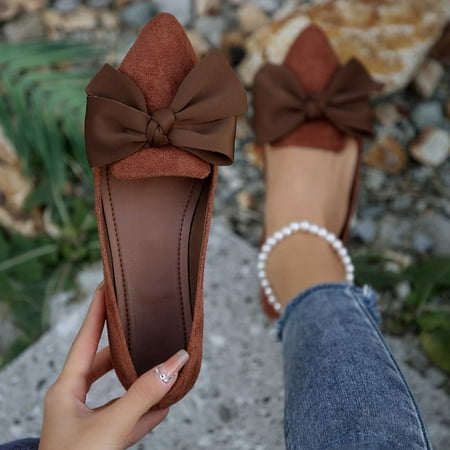 

BRGZLK Ladies Spring And Summer New Low Top Suede Flat Casual Large Size Slip-on Shoes