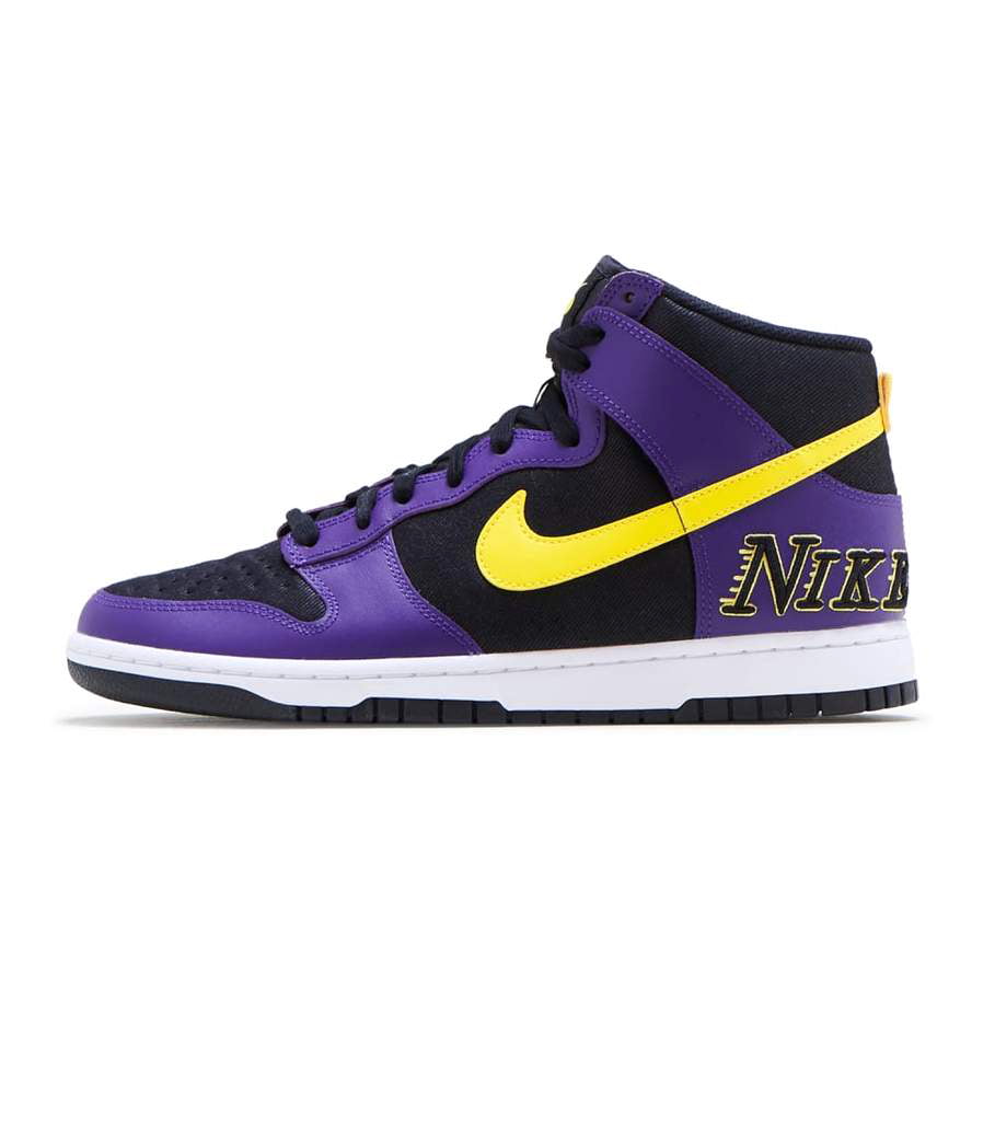 Men's Nike Dunk High EMB Lakers Black/Opti Yellow/Court Purple/Wht (DH0642  001) - 13