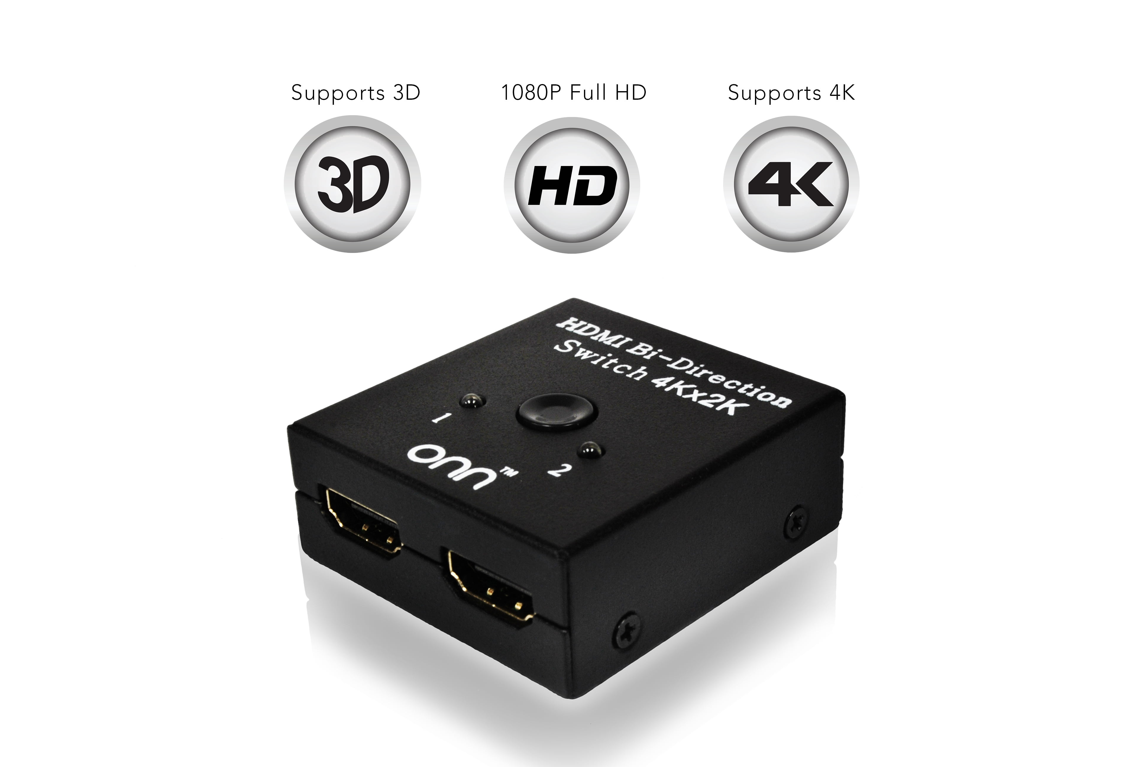 Onn Hdmi Switcher 2 Ports Bi-Direction Manual 4K Switch