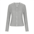 thumbnail image 6 of Pejock Women's V-Neck Cardigan, Lightweight Knit Sweater Top, Casual Long Sleeve Open Front Cover-Up for Fall, 6 of 9
