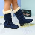 thumbnail image 2 of Xiaoxatg Women's Boots Fashion Thick Warm Mid Belt Heel Buckle Boots for Comfort and Style in Cold Weather 6.5 Blue, 2 of 8
