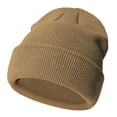 thumbnail image 2 of Krdevn Unisex Kids Solid Ribbed Knit Beanie Stretch Warm Winter Daily Headwear for Boys and Girls Khaki,3-24 Months, 2 of 3