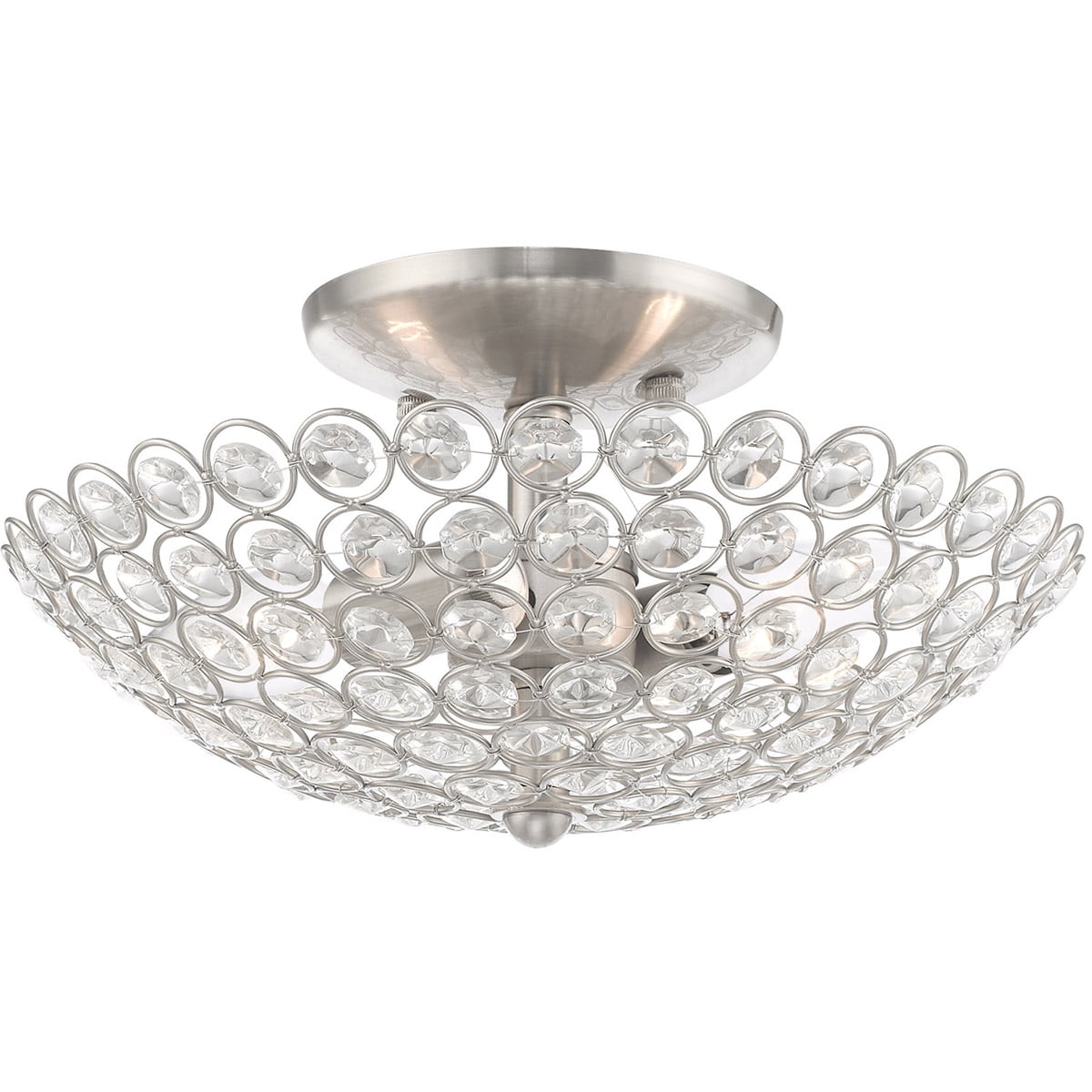2 Light Brushed Nickel Ceiling Light fixture with Steel base material