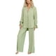 thumbnail image 4 of VISgogo Traje de pantalón de dos piezas para mujer, blusa de manga larga de color liso y pantalones de corte recto VISgogo  moda, 4 of 9