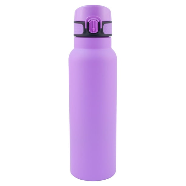 Termo Doble Pared Acero Inoxidable con Popote de Silicón, Tapa Apertura Push Up y Agarradera, 750 ml Lila
