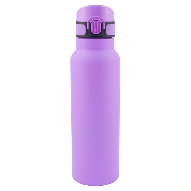 Termo Doble Pared Acero Inoxidable con Popote de Silicón, Tapa Apertura Push Up y Agarradera, 750 ml Lila