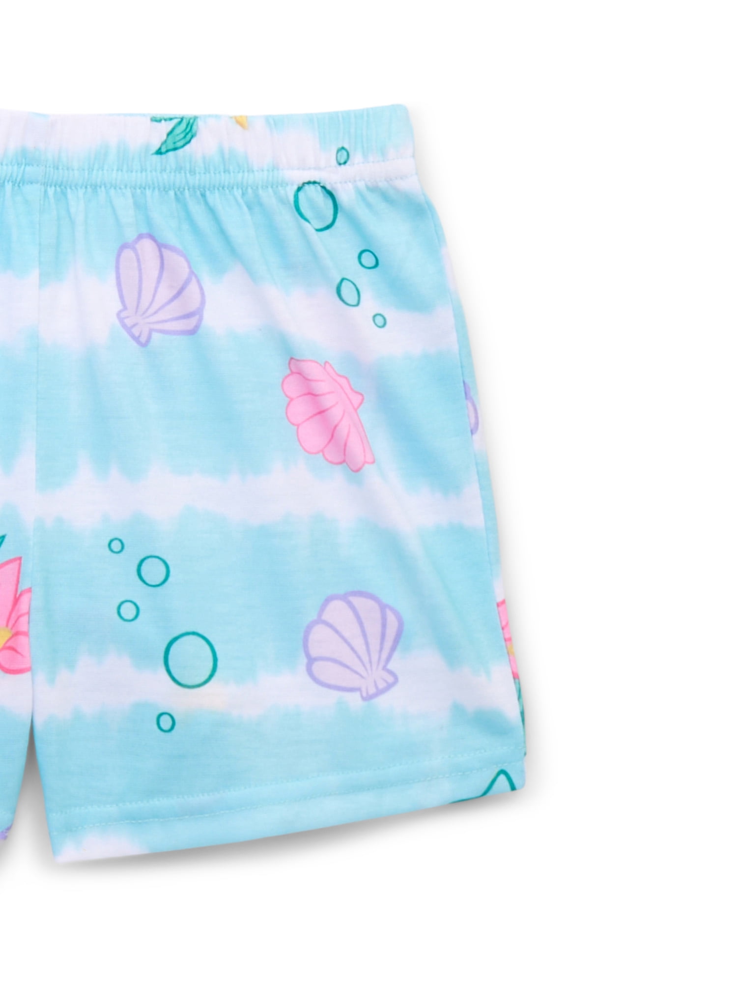 Little Mermaid Ariel Girls Graphic Tee and Tie Dye Shorts Sleep Set, Sizes 4-12