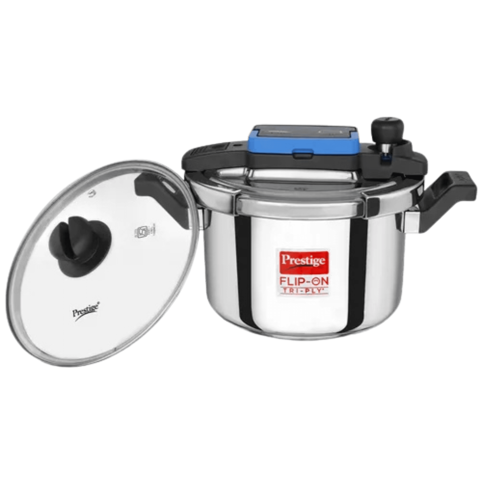 Prestige Svachh Flip-on Stainless Steel Pressure Cooker with Glass Lid, 5L, Silver