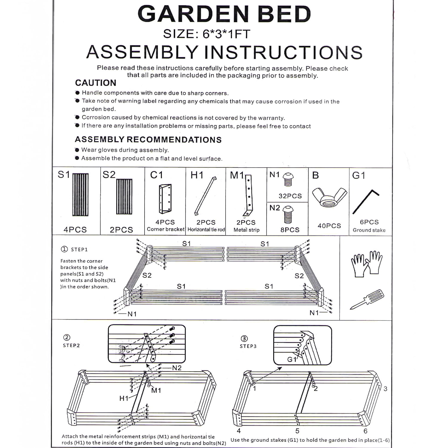 Rust-Resistant Heavy Duty Steel Raised Garden Bed, 6x3x1ft Rectangular Metal Planter Box, Easy Assembly for Outdoor Vegetable, Flower, Herb Gardening