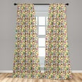 thumbnail image 5 of Ambesonne Cartoon Curtains, Colorful Motorcycles, Pair of 28"x63", Blue Yellow, 5 of 5