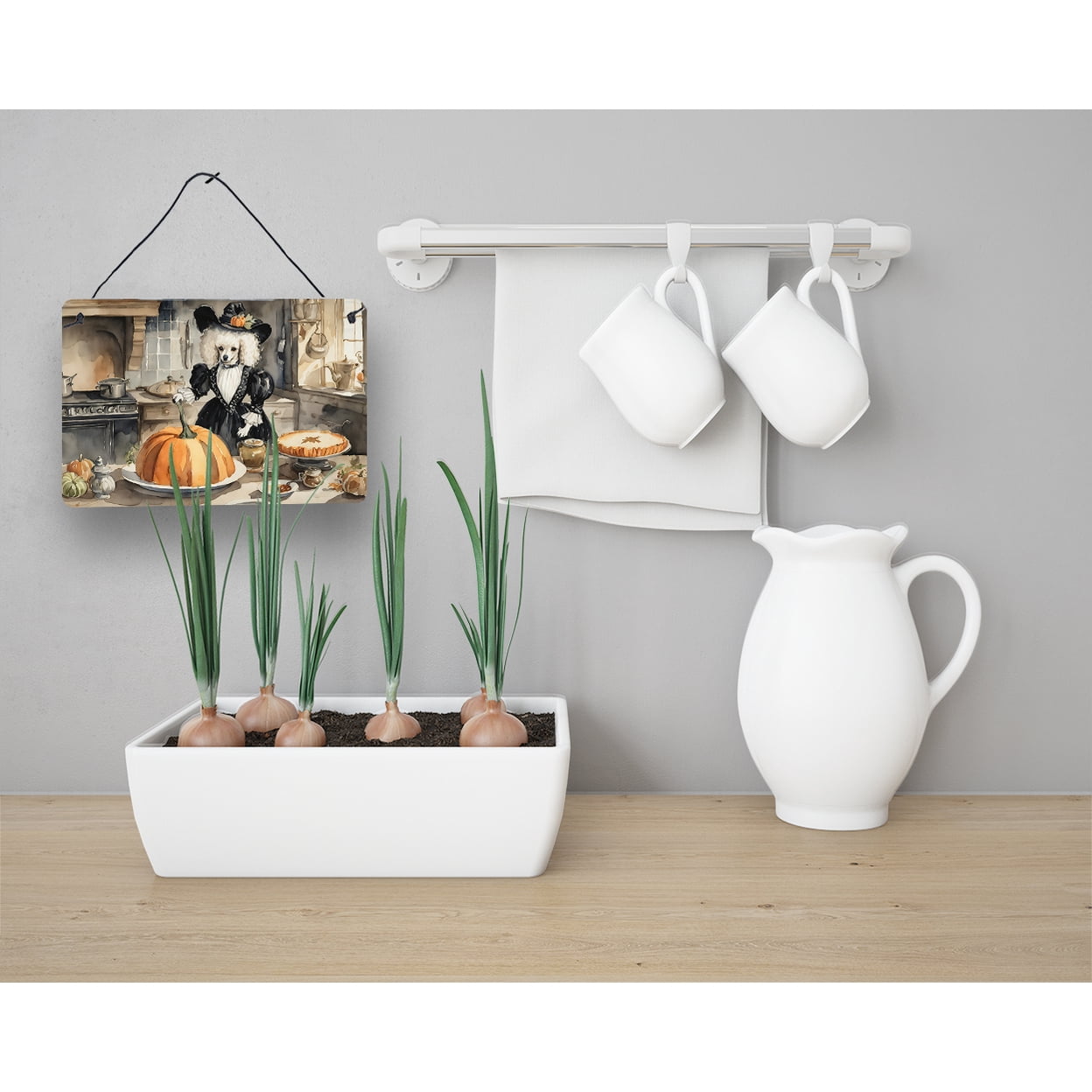 Carolines Treasures DAC1802DS812 12 x 8 in. Unisex Poodle Fall Kitchen Pumpkins Wall or Door Hanging Prints
