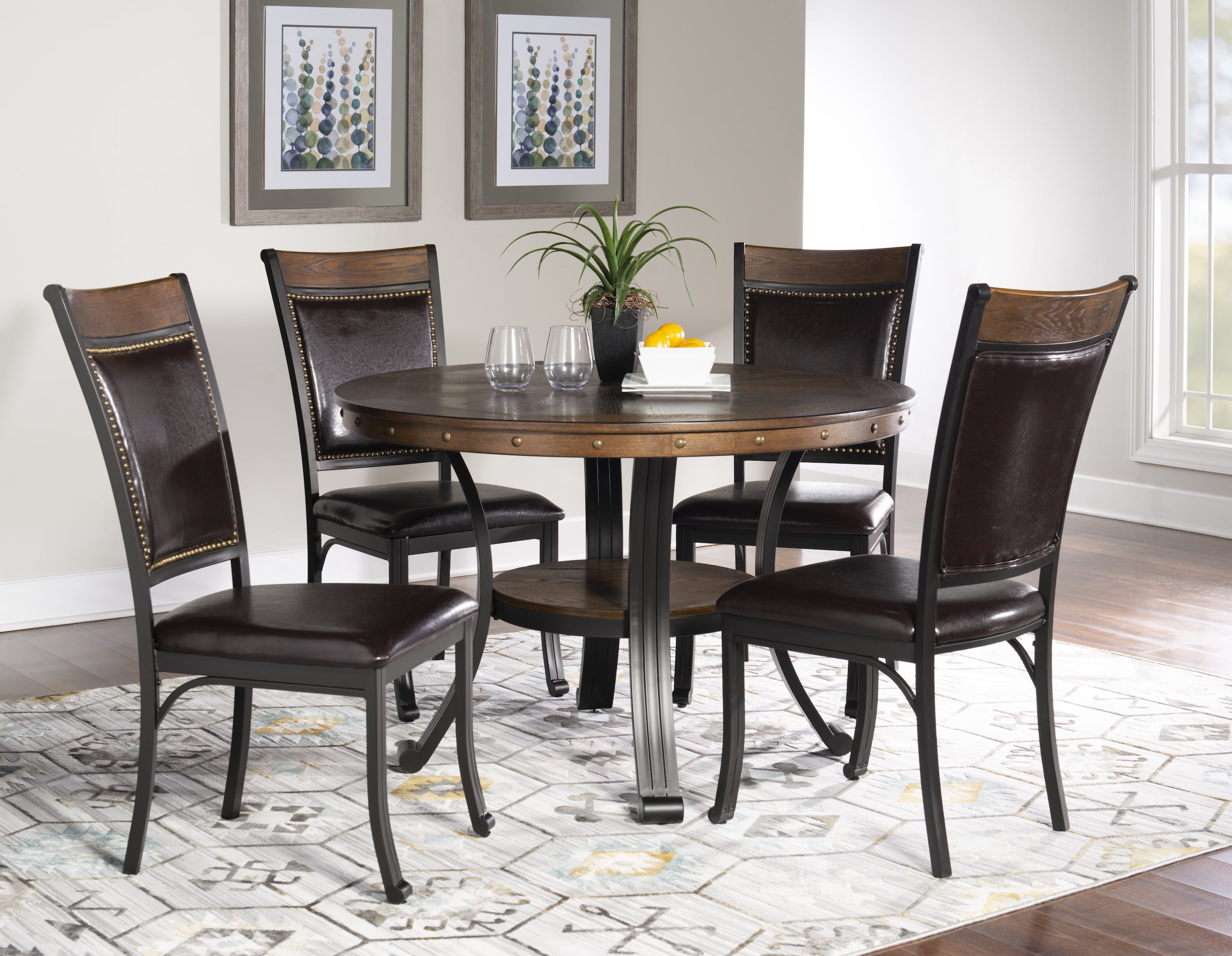 Powell Holloway 5-Piece Dining Set, 30" Table Height, Seats 4, Rustic Umber