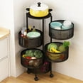 thumbnail image 3 of Kitchen Storage Cart, 5 Tier Circular Rotating Basket, Large Storage Rack with 360 Degree Wheels, Fruit Vegetable Metal Wire Shelf with Top Lid for Living Room, Office, Black -Five Layers,Black, 3 of 8