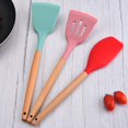 thumbnail image 4 of Colorful 12pcs Ensemble Silicone Coloré Poignée en Bois Cuisine Ustensile Ensemble, 4 of 8
