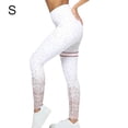 thumbnail image 3 of Impresión Pantalones de cintura alta Ejecución Ejercicio Ejercicio Fitness Yoga Leggings Deportes Adelgazamiento Casual Tobillo Pantalones Blanco S Noticed AP004582-01, 3 of 7