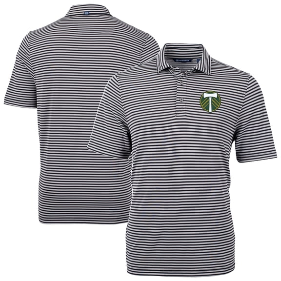 Men's-Cutter & Buck  Black Portland Timbers Big & Tall Virtue Eco Pique Stripe Recycled Polo