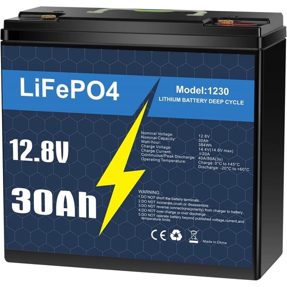 12V 30Ah LiFePO4 Lithium Battery Deep Cycles Fish Finder Trolling Motor Boat