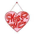 thumbnail image 2 of Holloyiver Valentine's Day Welcome Door Sign, KISS ME Hanging Door Decor Valentine's Day Wooden Sign Decorations, Heart Door Hanger for Outdoor Farmhouse Porch Front Door, 2 of 9