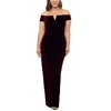 Xscape Women Dress Burgundy Plus Off Shoulder Velvet Gown Red 20W