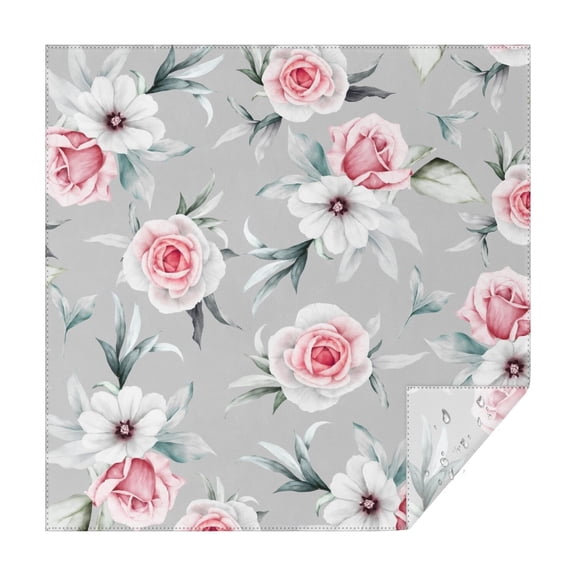 Floral Square Tablecloth 42x42in(107x107cm) – Waterproof Polyester Printed Table Cover, Wrinkle Resistant & Washable for Kitchen Dining Picnic Party Decor, Thanksgiving,Christmas, Spring,Flower