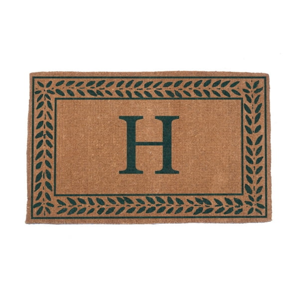 CocoMatsNMore Monogram (M) Green Leafy Vines Border Doormats 38" x 60"