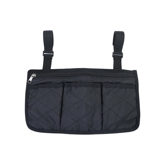 Wheelchair Side Bag, Wheelchair Bag Armres Waterproof Wheelchairs Armrest Multi Pockets Pouch with Reflective Stripe (Black)