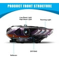 thumbnail image 2 of Full LED Headlights Fit For 2018 2019 2020 2021 Ford Mustang Coupe & Convertible Colorful Projector Headlamp w/Turn Signal Light/DRL/High & Low Beam/Amber Reflector (Blue Purple), 2 of 8