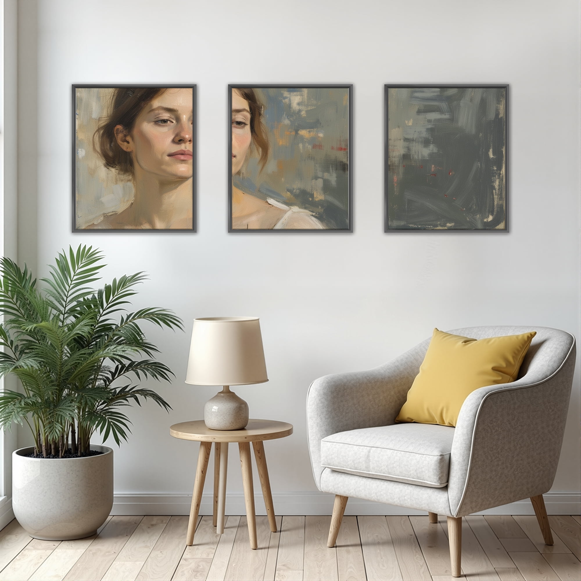MAYEERTY Modern Abstract Wall Art Painting, Living Room Decor, Black Aluminum Alloy Frame, 23.6"x15.8"