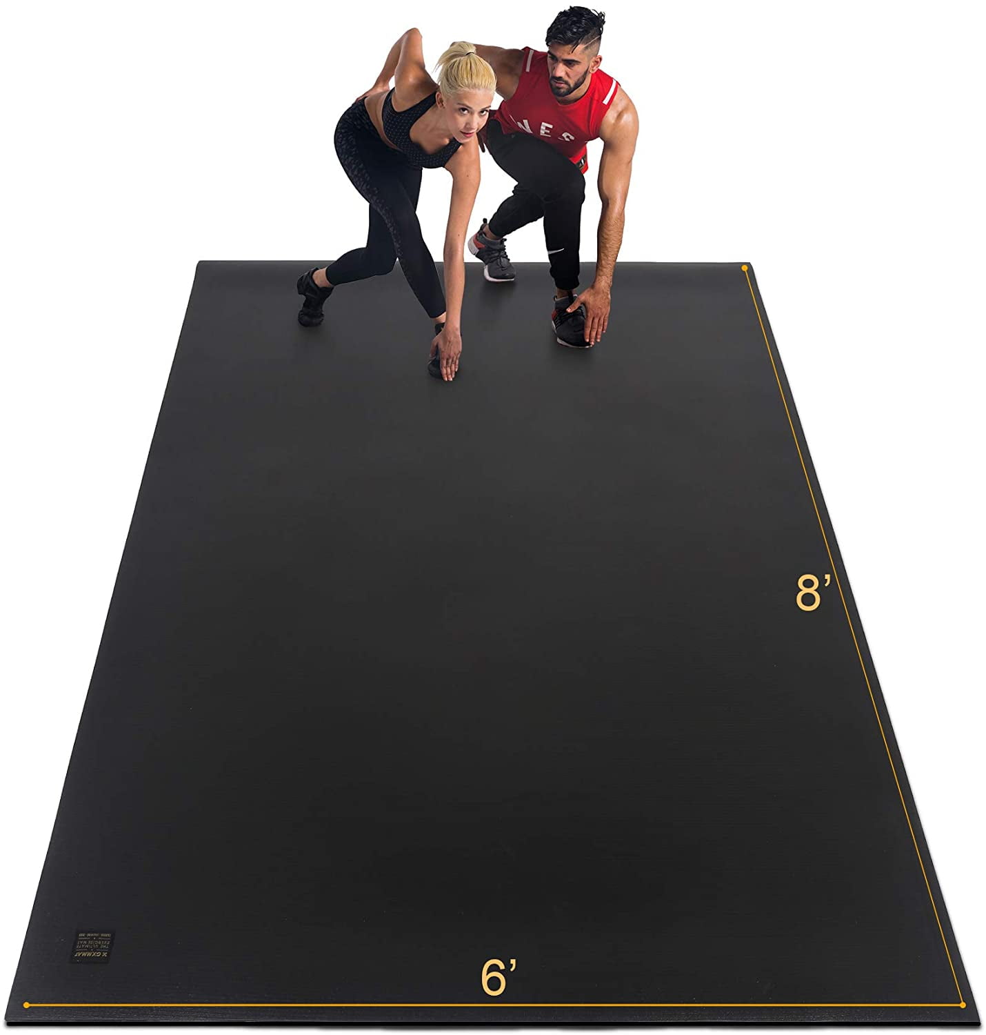 Ultra Durable Non-Slip Jump Thick Gym Flooring Mats for Cardio Eco Friendly Shoe Friendly Plyo MMA Weightlifting Premium Large Exercise Mat for Home Workout 7 x 4.5 x 7mm 
