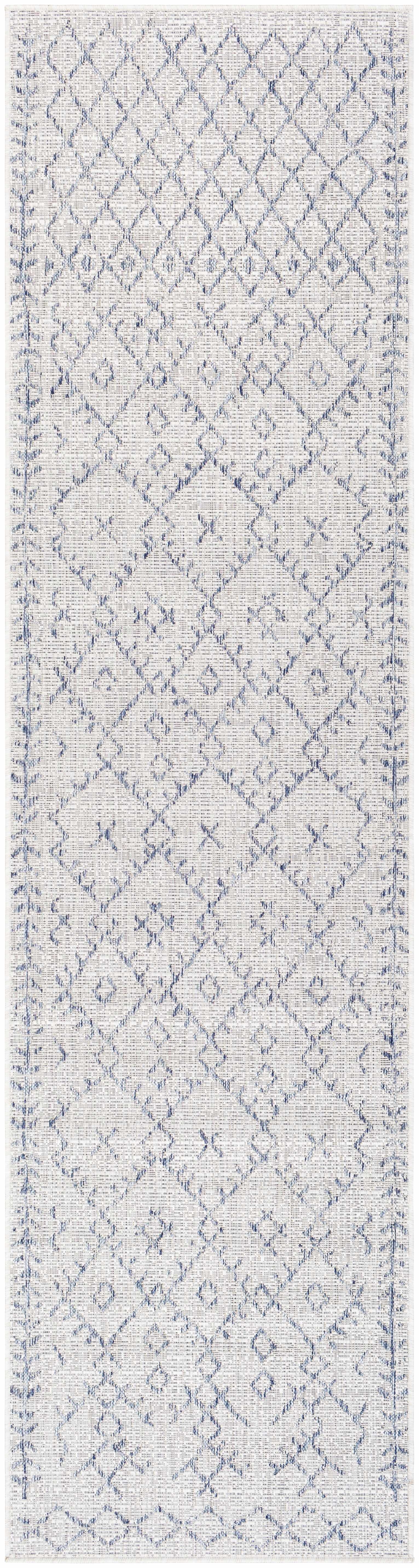 BoutiqueRugs Maunawili Bohemian, Transitional Area Rug - Outdoor Safe - Medium Gray, Gray, Pale Blue - 5'3" Round