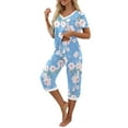 thumbnail image 4 of MINTREUS Women's Pajama Sets Short Sleeve Shirt and Capri Soft Pajama Sets with Pockets S-4XL, 4 of 7