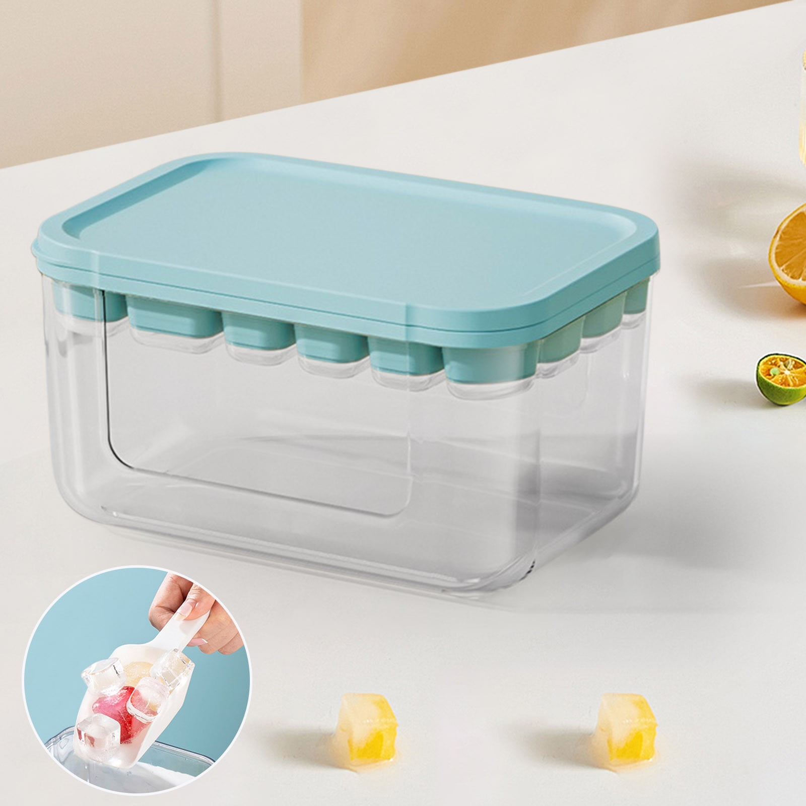 Tunhigl Sales Silica Gel Ice Tray Film with 22-cell Ice Box with Lid Food-grade Ice Maker Home Ice-cream Popsicle