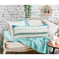thumbnail image 2 of LR Home Ox Bay Hand-stitched White/Blue Stripe All-Natural Cotton Pillow Cover, 2 of 8