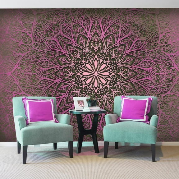 Tiptophomedecor Peel and Stick Zen Wallpaper Wall Mural - Mandala Of Love - Removable Wall Decals