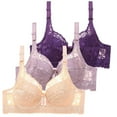 thumbnail image 6 of SNOWSONG Bras for Women, 3-Pack High Support Bra for Women Adjustable Straps Full Cup Up Bra Comfort Wireless Underwear, Push up Bra, Wireless Bras for Women, Bra Set Purple 36, 6 of 9