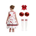 thumbnail image 2 of Oyolan Girls Zombie Cheer Leader Fancy Dress 4 Piece Set Sleeveless Bloody Dress Pompoms White Red 160cm, 2 of 5