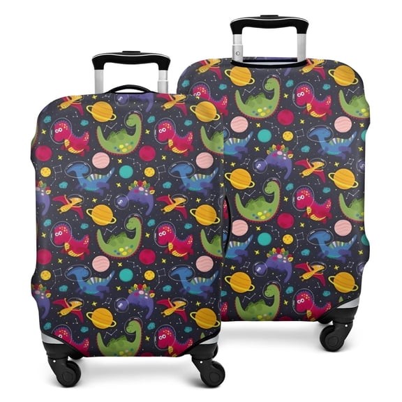 DarkBlue Dinosaurs InSpace Pattern Luggage Cover Fashion Suitcase Cover Baggage Covers Fit 25-28 Inch Luggage (Go Travel)