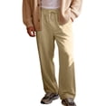 thumbnail image 7 of Mens Baggy Pants Drawstring Stretch Loose Fit Wide Leg Streetwear Pants with Pockets Brown M, 7 of 7