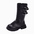 thumbnail image 3 of KPOPLK Girls Lace Up Mid Calf Combat Boots Fashion Round Toe Side Zipper Lug Sole Punk Goth Boot for Toddler Little Kid Big Kid(1,Black), 3 of 7